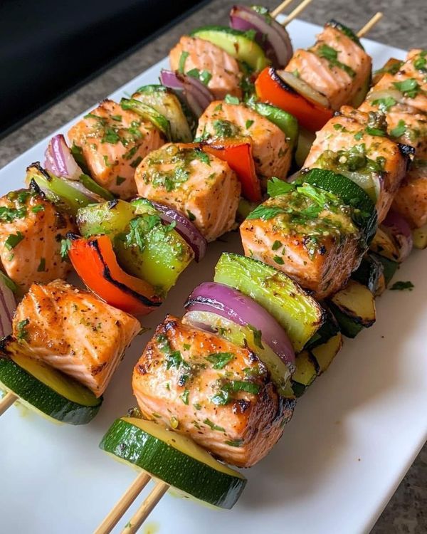 Brochetas de salmón