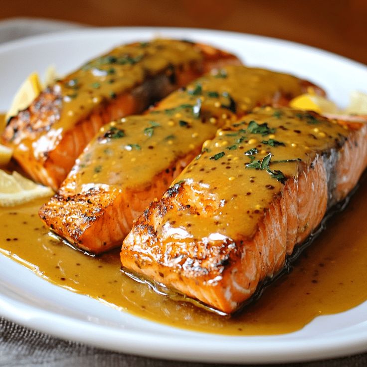 Salmón a la salsa de mostaza y miel